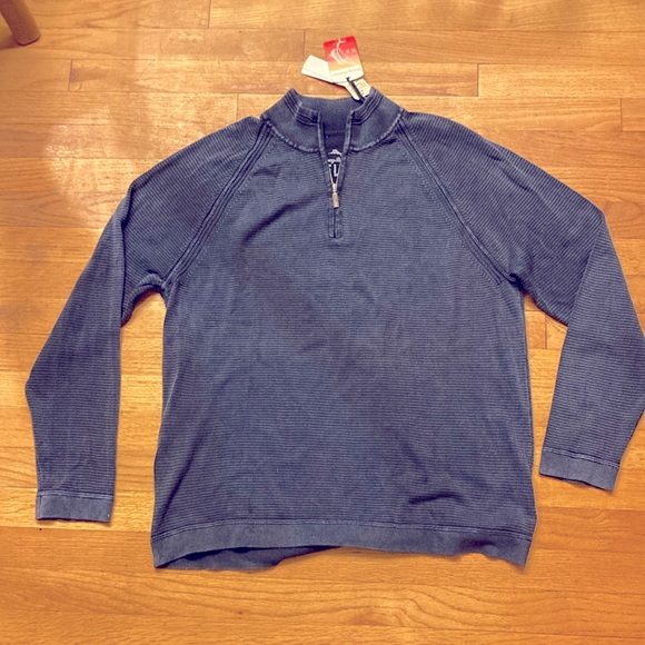 Men’s Tommy Bahama Navy Blue 3/4 Zip Long Sleeve Pullover. Size L. NWT - Picture 1 of 11